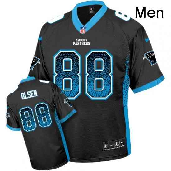 Mens Nike Carolina Panthers 88 Greg Olsen Elite Black Drift Fashion NFL Jersey